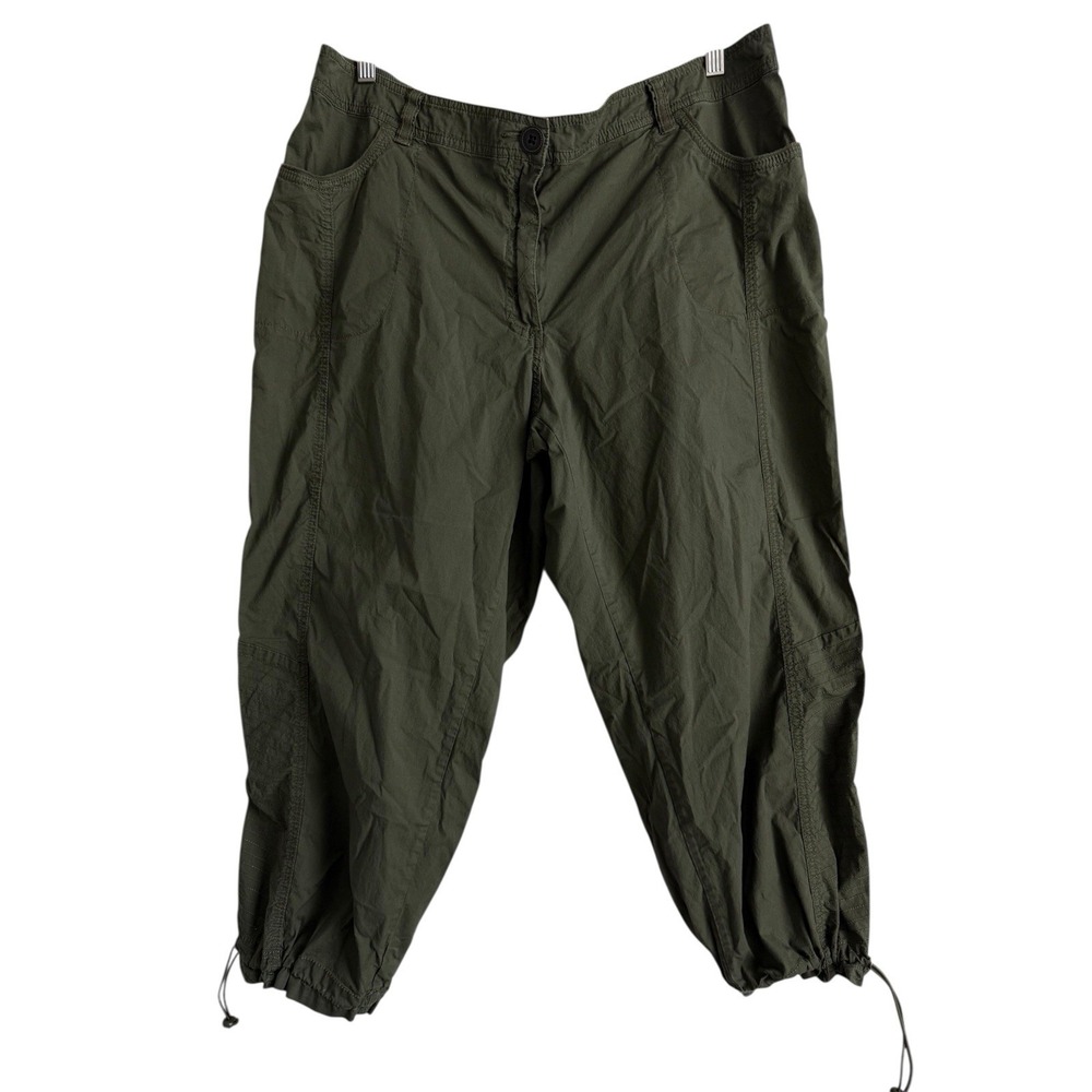Ulla Popken Damen Crop Pants Women's 20‎ Olive High Rise Stretch Casual Outdoors